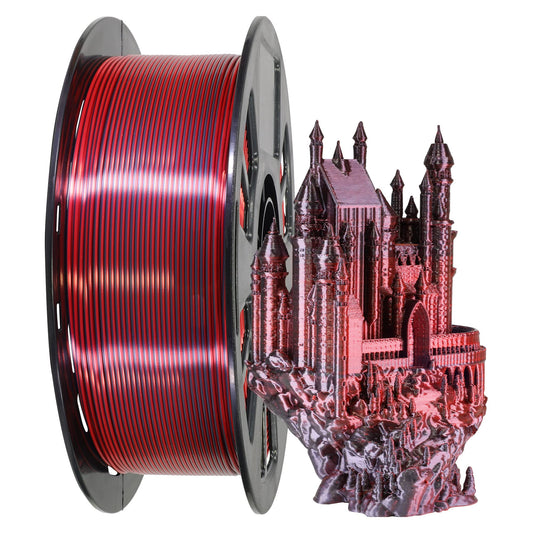 OEM MIKA3D 3D Printing Silk PLA Shiny Red Black 2 Colors in 1 Coextrusion 3D Filament, 1.75mm 1KG Dual Bicolor Double Colors 3D Printer Material Widely Support for Printers