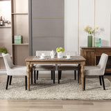 COLAMY Modern Dining Chairs Set of 6, Upholstered Corduroy Accent Side Leisure Chairs with Mid Back and Wood Legs for Living Room/Dining Room-Beige COLAMY