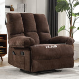HOMYEDAMIC Oversized Recliner Chair 350 lb Weight Capacity, Plus Size 28 inch Large Wide Seat Manual Comfortable Fabric Recliner for Adults Living Room with Pockets Massage Pillow (6008-Brown5) HOMYEDAMIC