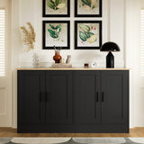 Anystyle Black 4 Door Buffet Cabinet, Coffee Bar Cabinet with Adjustable Shelf, Kitchen Buffet Sideboard for Living Room, Kitchen Anystyle