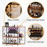 VICTONE Wine Bar Cabinet with LED Lights and Power Outlets, Freestanding Liquor Bar Cabinet Table with Glass Holder Wine Rack Table Mini Bar for Home Kitchen Dining Room VICTONE