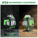 FELLAT Laser Level, 4x360° Self Leveling Green Cross Line Laser for Construction and Picture Hanging with Rechargeable battery, Remote Controller, Magnetic Rotating Stand FELLAT