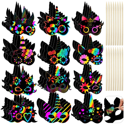 48 Pcs Unicorn Scratch Cards for Kids Rainbow Spring Scratch Crafts 12 Styles Scratch Off Unicorn Party Favors for DIY Crafts Home Decoration Art Project Games