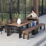 Transformer Table Outdoor Patio Furniture Set for 4 to 12, Expandable Outdoor Table and Chairs Set of 4 with Dining Bench, Weather Resistant Extendable Patio Table with Chairs & Bench Transformer Table