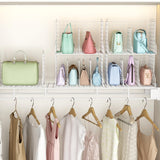 Purse Storage Organizer for Closet : Adjustable 2-Pack Dividers Handbag Organizer - Stackable Wire Handbags Storage Baskets -Open Cabinets Wallets Tote Chain Bags Clutches -White Sonyabecca