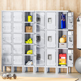 INTERGREAT Metal Lockers for Employees, 5 Door Storage Locker, Tall Steel Locker Cabinet for School, Office, Home, Gym, Kid Room, with Mirror (grey, 5-Tier) INTERGREAT