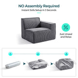 LINSY HOME Oversized Modular Sectional Sofa, 105" Cloud Couch L Shaped 3-Seat Sofa with Ottoman, Corduroy Deep Seat Modular Couches for Living Room, No Assembly Required, Bluish Grey LINSY HOME