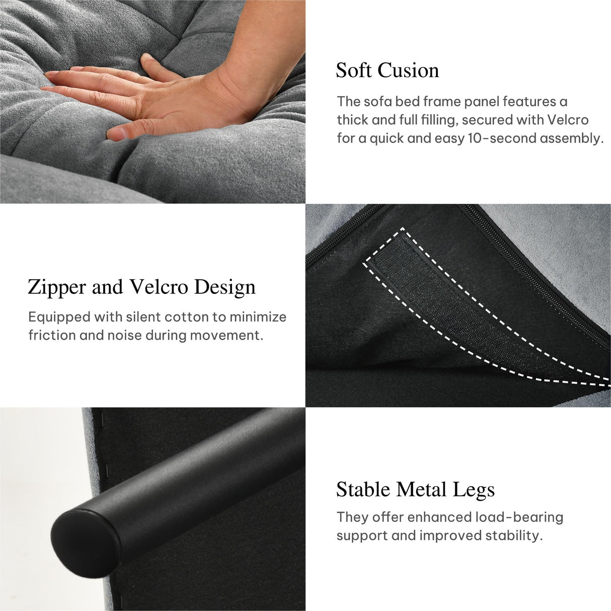 YITAHOME 70″ Convertible Futon Sofa Bed, Cat-Scratch-Proof Fabric Futon Couch with Adjustable Backrest and Armrest, Modern Loveseat Sleeper for Living Room Home Office, Dark Grey YITAHOME