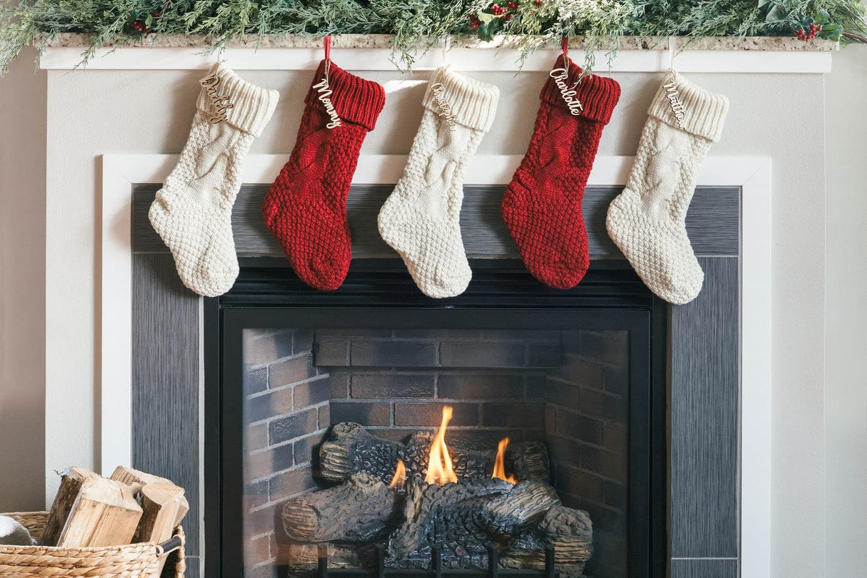 Personalized Christmas Stocking Tags - Christmas gift tag - Knit Stocking - Customized wooden (Tag Only) Generic