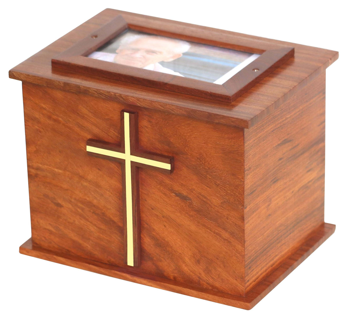 Wooden Photo Frame urn with Brass Cross | Wood Cremation urn for Male and Female | Rosewood Urn | Funeral Urns | Handmade Urn Box for Man and Woman | Funeral Urns | Burial Urns Solid Wood Handicrafts
