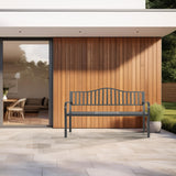 BODIOO Outdoor Metal Garden Bench 59" Patio Bench with Built in Table Park Bench, Outside Bench Weather Proof Front Porch Bench, 500lbs BODIOO