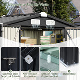 Aoxun 6x3.9 FT Shed with Base Metal Outdoor Storage Shed Garden Shed with Lockable Doors Tool Shed Bike Shed for Backyard, Patio, Poolside (Black) Aoxun