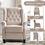 IOMOR Push Back Recliner Chair Fabric Lounge Armchair Pushback Recliner with Rivet Decoration Wingback Single Sofa Chair with Padded Seat for Living Room, Bedroom (1, Beige) IOMOR