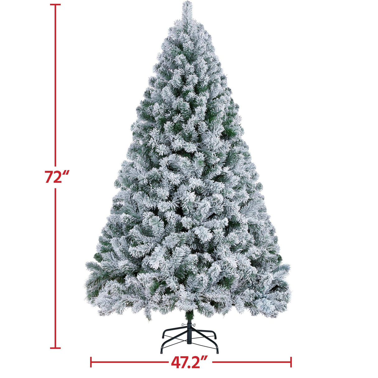 Yaheetech 6ft Premium Snow Flocked Artificial Christmas Tree Hinged Pine Full Holiday Xmas Tree for Home Office Party Decoration with 820 Branch Snow Tips and Metal Stand Yaheetech