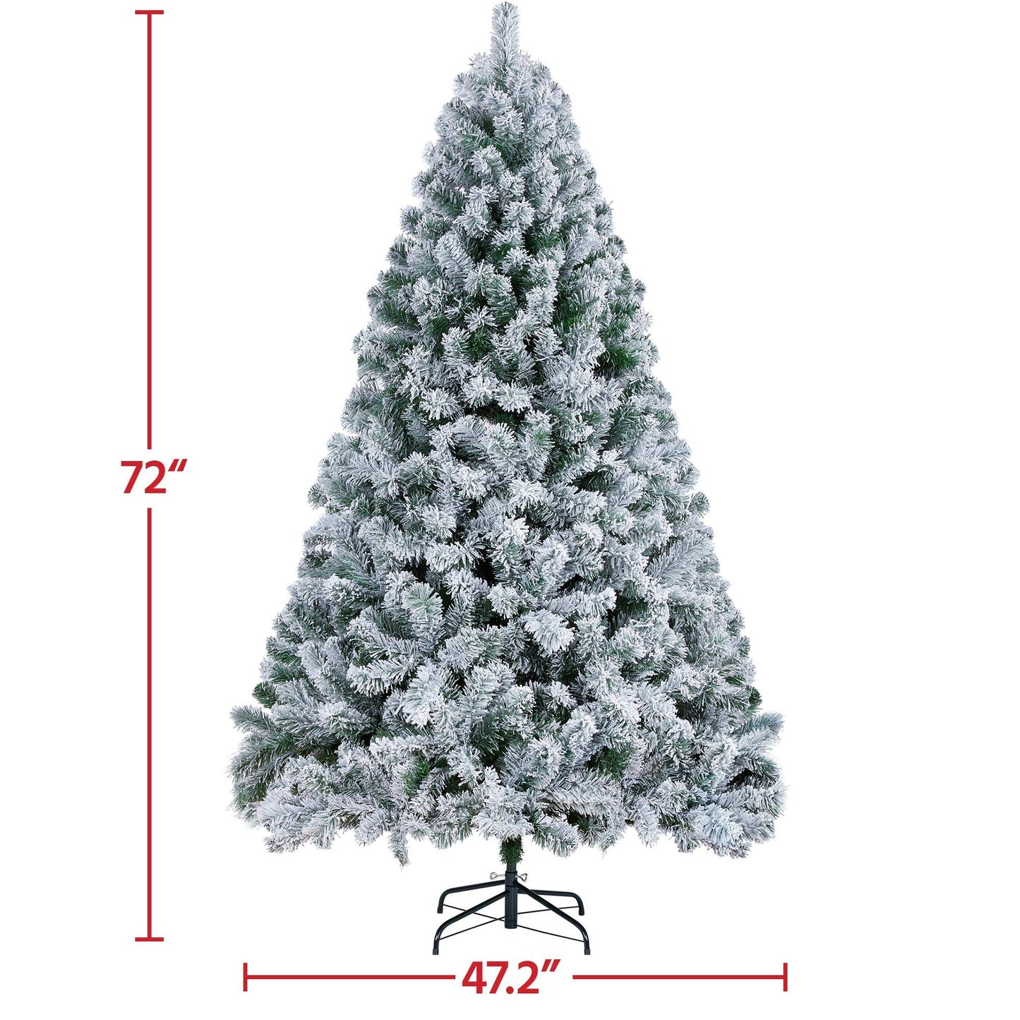 Yaheetech 6ft Premium Snow Flocked Artificial Christmas Tree Hinged Pine Full Holiday Xmas Tree for Home Office Party Decoration with 820 Branch Snow Tips and Metal Stand