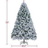 Yaheetech 6ft Premium Snow Flocked Artificial Christmas Tree Hinged Pine Full Holiday Xmas Tree for Home Office Party Decoration with 820 Branch Snow Tips and Metal Stand Yaheetech