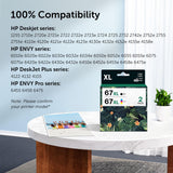 67XL Printer Ink Replacement for HP 67 Ink cartridges Black/Color Combo Pack Remanufactured for DeskJet 2700 2700e 2755e 2755 4155e Envy 6055e 6055 6000 6400 6455e 6475 6452 6458 (2 Packs) DAM aila
