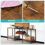 Industrial TV Stand with Storage for 50 inch TV Rustic TV Cabinet with Open Storage Shelf 3 Tier Entertainment Center Wood Console Table with Metal Round Tubes for Living Room Bedroom, Brown BTY