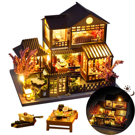 DIY Miniature House Kit, Mini House Kit for Beginners, Mayberry Street Miniatures, Model Building Craft Diorama Kit, Ideal Gifts for Birthday, Christmas(Japanese Garden House) Flybean