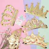 60 Pieces Gold Foam Crowns Princess Crown Craft Diy Princess Tiaras Crowns with Diamond Sticker Gem Rings Making Crown Kits for Birthday Party Favor Supplies PLUVAVA