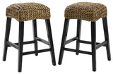 Crosley Furniture Edgewater Backless Counter Height Bar Stools Set of 2 with Handwoven Natural Fiber Rattan, Seagrass Crosley Furniture