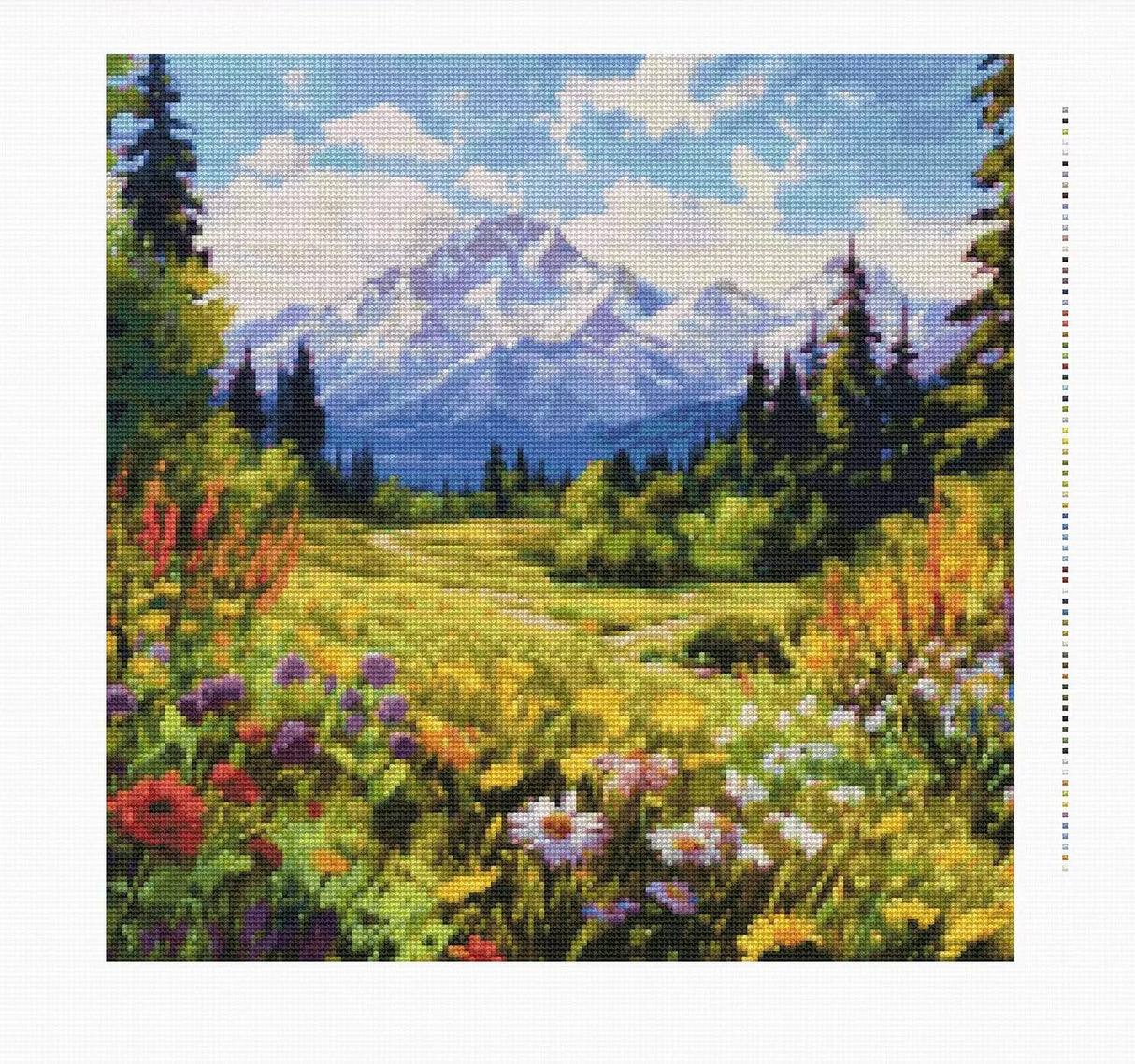 14CT Counted Cross Stitch Kits for Adults Mountain Flowers Advanced Stamped Cross Stitch Kits for Adults (Mountain 4) Moohue