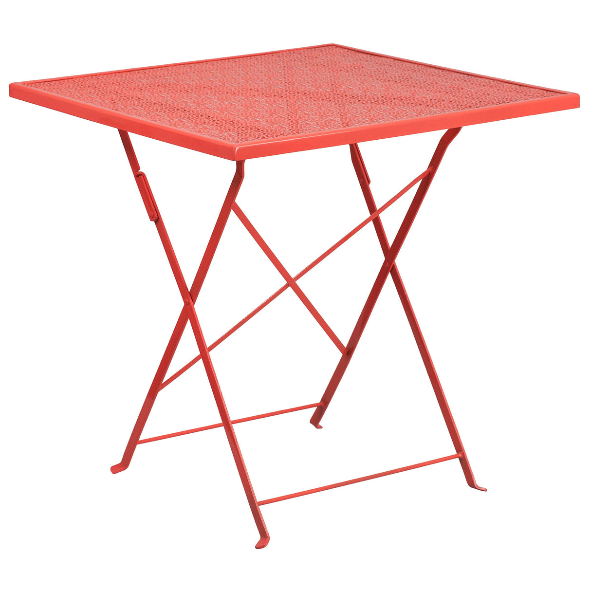 Flash Furniture Oia Commercial Grade 28" Square Coral Indoor-Outdoor Steel Folding Patio Table Flash Furniture