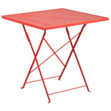 Flash Furniture Oia Commercial Grade 28" Square Coral Indoor-Outdoor Steel Folding Patio Table Flash Furniture