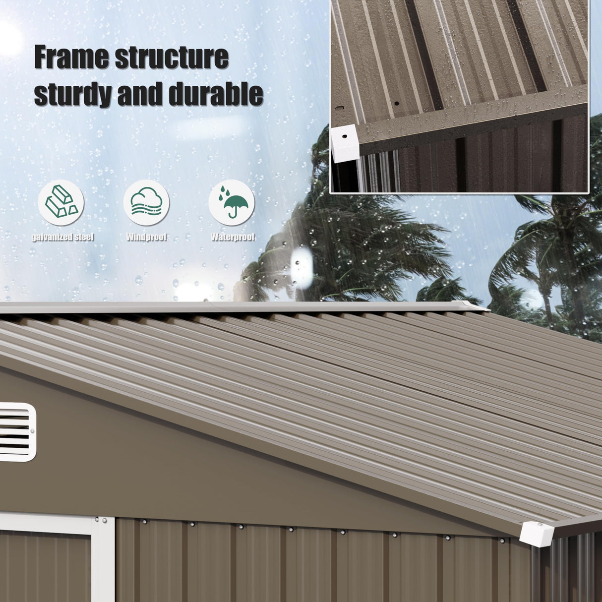 10FT x 8FT Outdoor Storage Shed, Waterproof, Lockable Door Metal Tool Shed with Sliding Door and Air Vents, Storage House for Gardening Tools, Metal Storage Shed for Garden, Backyard, Lawn RTDTD