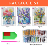 Diamond Art Kits for Adults - 3 Pack Flowers Diamond Painting Kits for Adults, 5D Round Full Drill Vase Gem Art Paint by Diamonds Pictures DIY Crafts Kits 12x16inch Axquilon