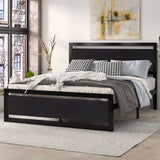 SHA CERLIN Full Size Bed Frame with Modern Headboard, Heavy Duty Platform Metal Base with Square Footboard and 13 Strong Slats Support, No Box Spring Needed, Black SHA CERLIN