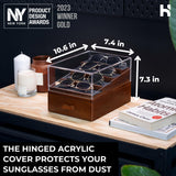 Holme & Hadfield Premium 6-Slot Sunglasses Organizer – Beautiful 360° Views – Handcrafted Wooden Sunglasses Display Case for Multiple Glasses – Luxurious Father’s Day Gift Holme & Hadfield