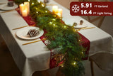 6FT Christmas Garland PARTY JOY Cedar Garland with 9.8FT LED Lights String, Greenery Plant for Christmas Decorations Table Mantle Background Wall Room Outdoor Indoor Winter Decoration PARTY JOY