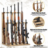 Emfogo Gun Rack, Heavy-Duty Wooden Rifle Rack Stand, Freestanding Indoor Gun Racks Hold up to 12 Long Guns, Gifts for Dad, Husband (Rustic Brown) Emfogo