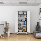 PAOFIN Kitchen Pantry Storage Cabinet with Doors and Adjustable Shelves, Metal ClosetMaid Food Pantry Cabinets, 75" Tall Freestanding Cupboard for Kitchen, Laundry or Utility Room, White PAOFIN