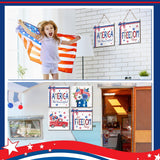 4 Pcs 4th of July Sign Rustic Wood Decor Farmhouse Patriotic Decor America Wall Hanging Plaque Red Blue White Wooden Wall Decor for Home Front Door Kitchen Office School, 7.87 x 7.87 Inch Purpeak