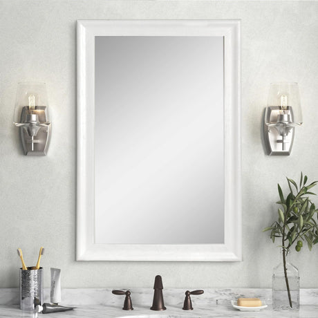CULER White Wood Wall Mirror for Bathroom,Rectangle Rustic 24 x 36 inch Hanging Vanity Mirrors with Wooden Frame for Living Room,Bedroom,Entryway (24x36 inch, White) CULER