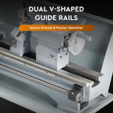 CREWORKS Mini Metal Lathe, 9" x 24" Benchtop Metal Lathe with 3 Jaw Chuck and 3000rpm Max. Spindle Speed, 1100W Metalworking Machine with LCD Display, Metal Lathe Machine CREWORKS