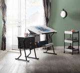 SD Studio Designs 2 Piece Eclipse Ultra Center/Drawing Table with Stool, Angle Adjustable Top, Storage Shelves, and Drawers SD STUDIO DESIGNS