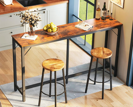 ODK 71 Inch Bar Table, Bar Height Pub Table, Counter Height Bar Table, Rectangular High Top Kitchen & Dining Counter Tables with Sturdy Legs & Easy-to-Clean Top, Rustic Brown ODK