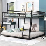 Harper & Bright Designs Metal Bunk Bed Full XL Over Queen Size with Ladder and High Guardrail, Metal Bunk Bed, Storage Space, Noise Free, Black Harper & Bright Designs