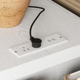 LIKIMIO Dresser for Bedroom 6 Drawer with Charging Station, TV Stand Storage Chest of Drawers for Living Room Hallway Entryway, MDF Board, 59 Inches White LIKIMIO