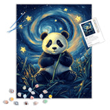 ARNLRDYA Panda Eating Bamboos Paint by Numbers for Adults, Starry Sky Van Gogh Paint by Number Kits, Cute Animals Stars Acrylic Painting for Home Decor(16×20inches, No Frame) ARNLRDYA