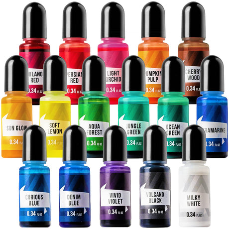 ALEXES Liquid Dye for Candle Making – Epoxy Resin Dye - Colorant Drops - 16 Candle Liquid Colors for Wax – Epoxy Colorant – 16 Colors Set - Premium Colors for Wax ALEXES