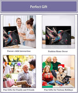 MaiMMaledy Paint by Numbers Kit for Adults Beginners Canvas Pictures with Framed Drawing Painting Acrylic Pigment with Wooden Triangle Easel Hummingbird 8Wx12L inch MaiMMaledy