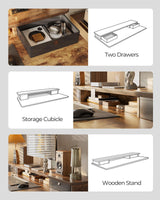 FEZIBO 48 x 24 Inch Height Adjustable Electric Standing Desk with Double Drawers, Stand up Desk, Home Office Computer Workstation with 4 Height-Adjustable Feets & 2 Hooks, Rustic Brown FEZIBO