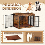 Dog Crate Furniture with Cushion, Indoor Dog Kennel with Double Doors, Side End Table Dog Cage, Pet House for Small/Medium/Large Dog, Easy Assemble (Rustic Brown, L(38.8’’x 25.7’’x27’’)) GUNJI