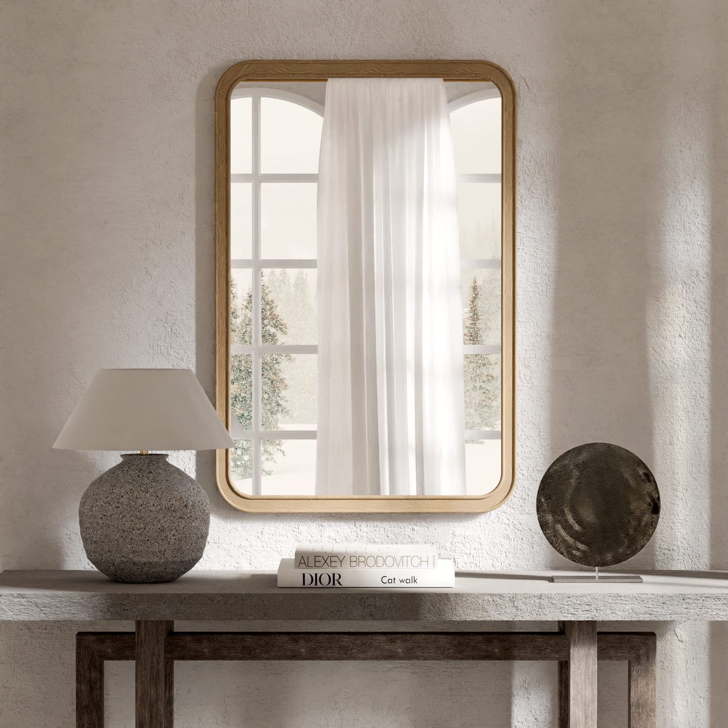 WallBeyond Wood Framed Mirrors for Bathroom, 24x36 Inch Wooden Frame Wall Mirror Farmhouse Wall Mounted Rectangle Mirror for Vanity (Horizontal/Vertical)