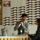 KHayRovies Wine Rack Wall Mounted for 8 Wine Bottles, Metal Wall Hanging Wine Holder Storage, Wine Organizer Shelf for Kitchen Dining Room Bar (Golden) KHayRovies