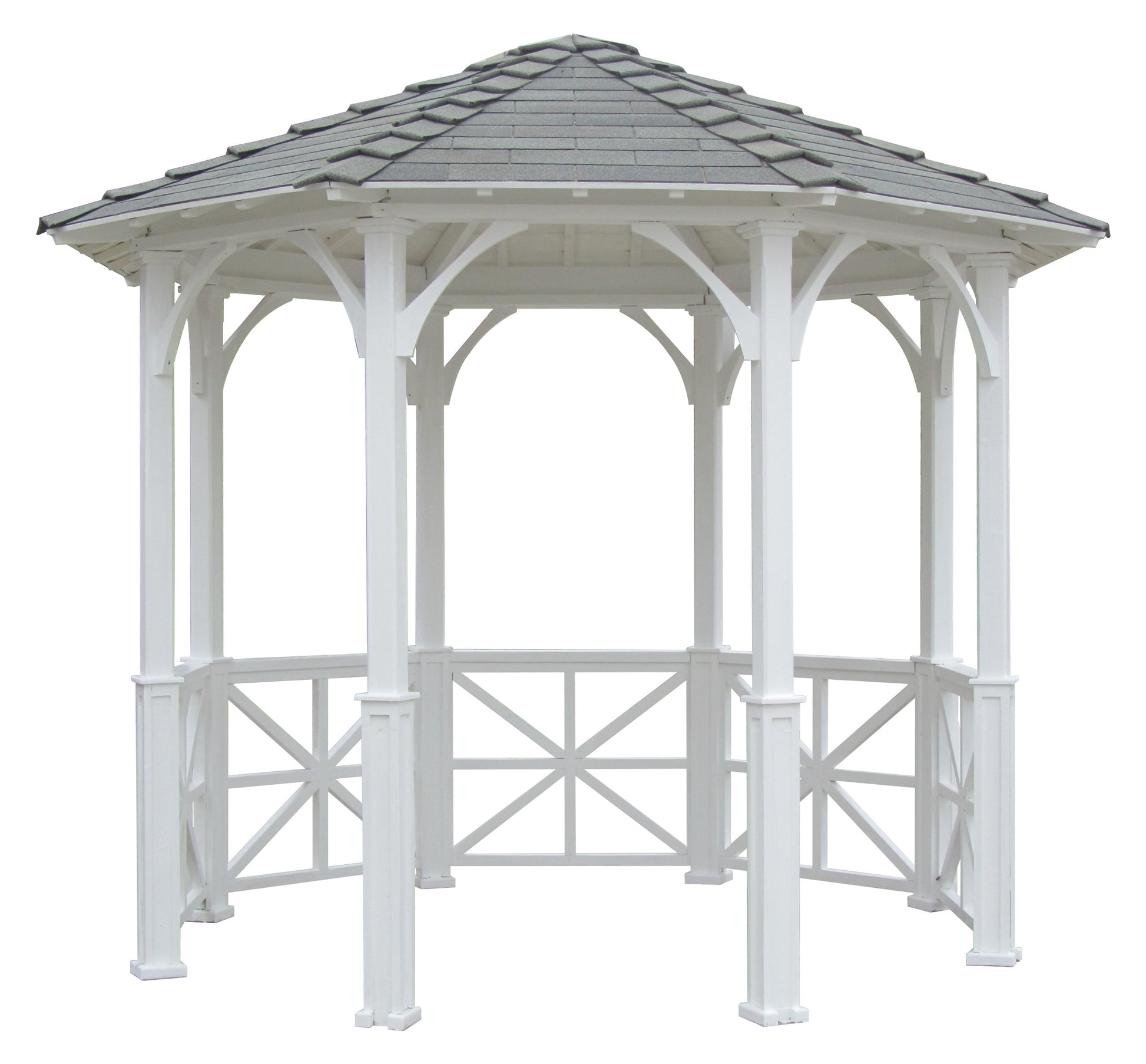 SamsGazebos 10' Octagon English Cottage Garden Gazebo, Adjustable for an Uneven Patio, Made in USA - WoodArtSupply